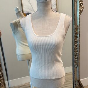 House of Harlow 1960 Cream Ribbed Tank Top